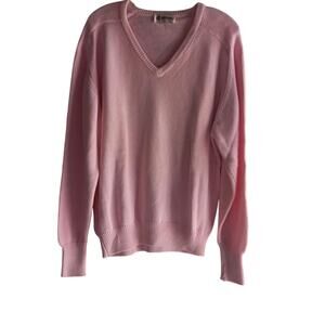 EUC Antigua Of Scottsdale Large Light Pink V-Neck Long Sleeve Cotton Sweater
